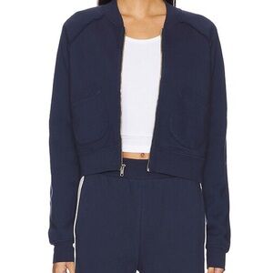 NSF FOX ZIP FRONT COZY FLEECE BOMBER size medium blue